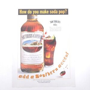 Southern Comfort Soda Pop Print Ad Bar Decor Retro Liquor Advertising Promo Art